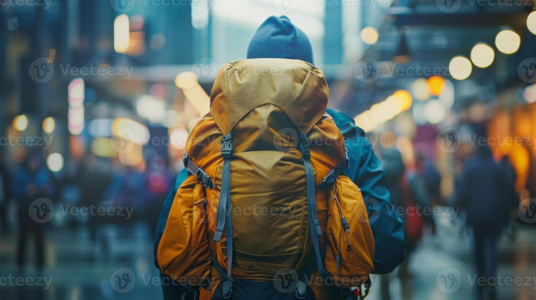 Each person wears unique clothing and carries different bags and equipment hinting at individual stories and reasons for passing . photo