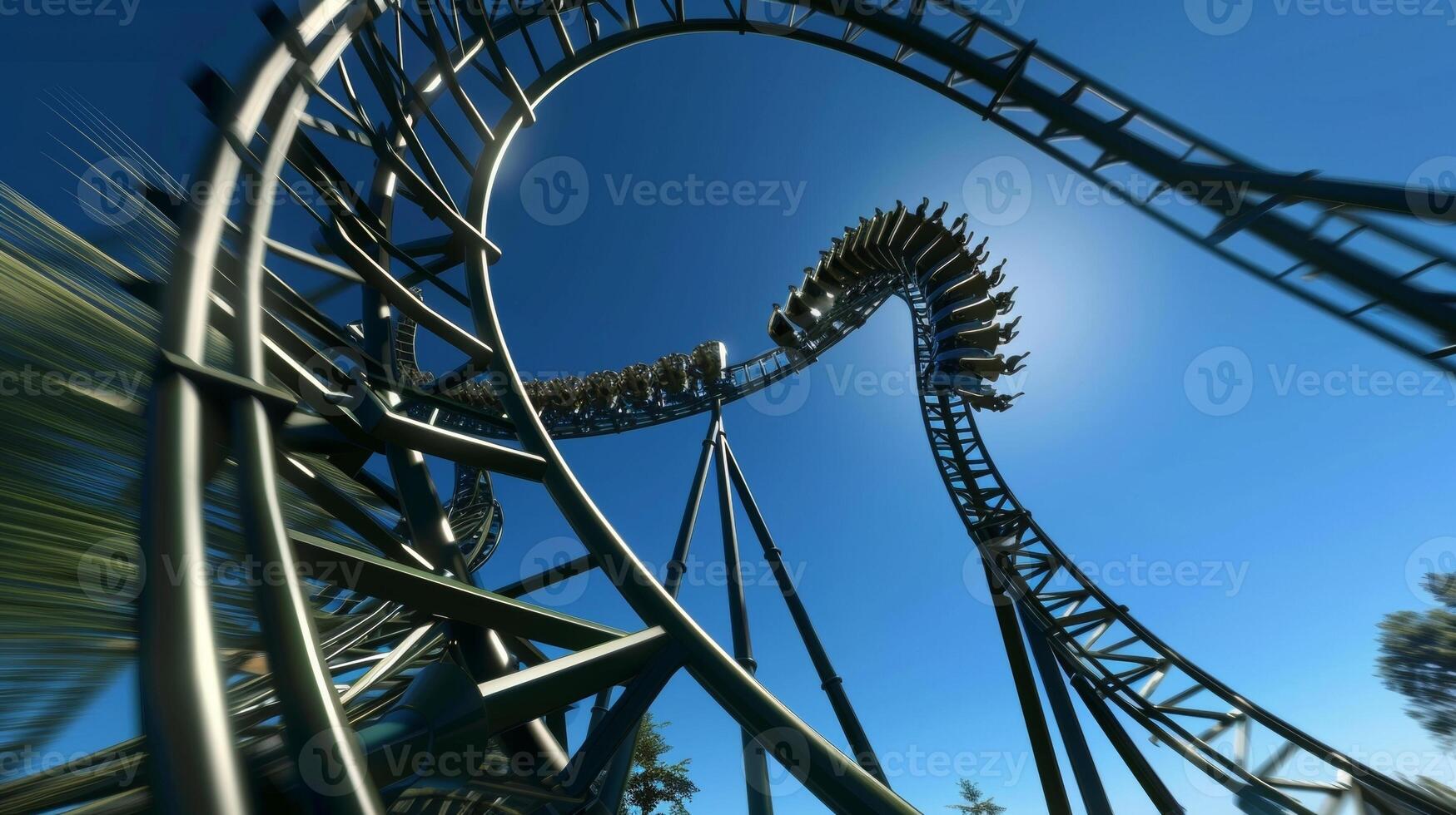 A towering roller coaster races through the sky its cars running solely on biofuel. The thrill of the ride is heightened by the knowledge that it is powered by a more photo