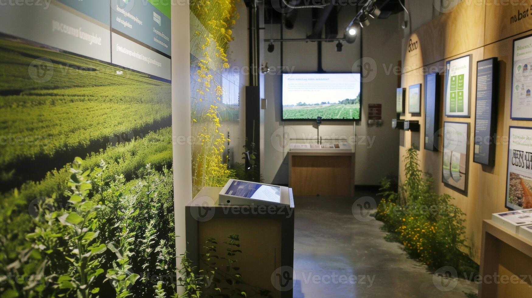 In one corner of the gallery a small exhibit showcases the various types of biofuels used to power the space. Large posters explain the science behind each type and how it is harvested photo