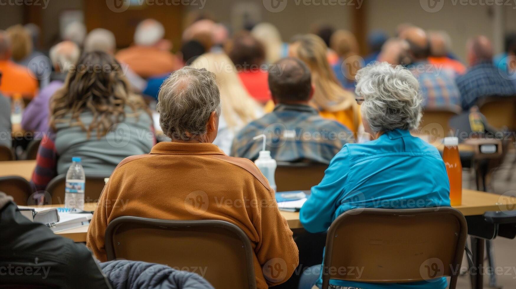 A community meeting is being held in a small town to discuss the benefits of investing in rural development and biofuel production. The attendees are engaged and excited about the photo