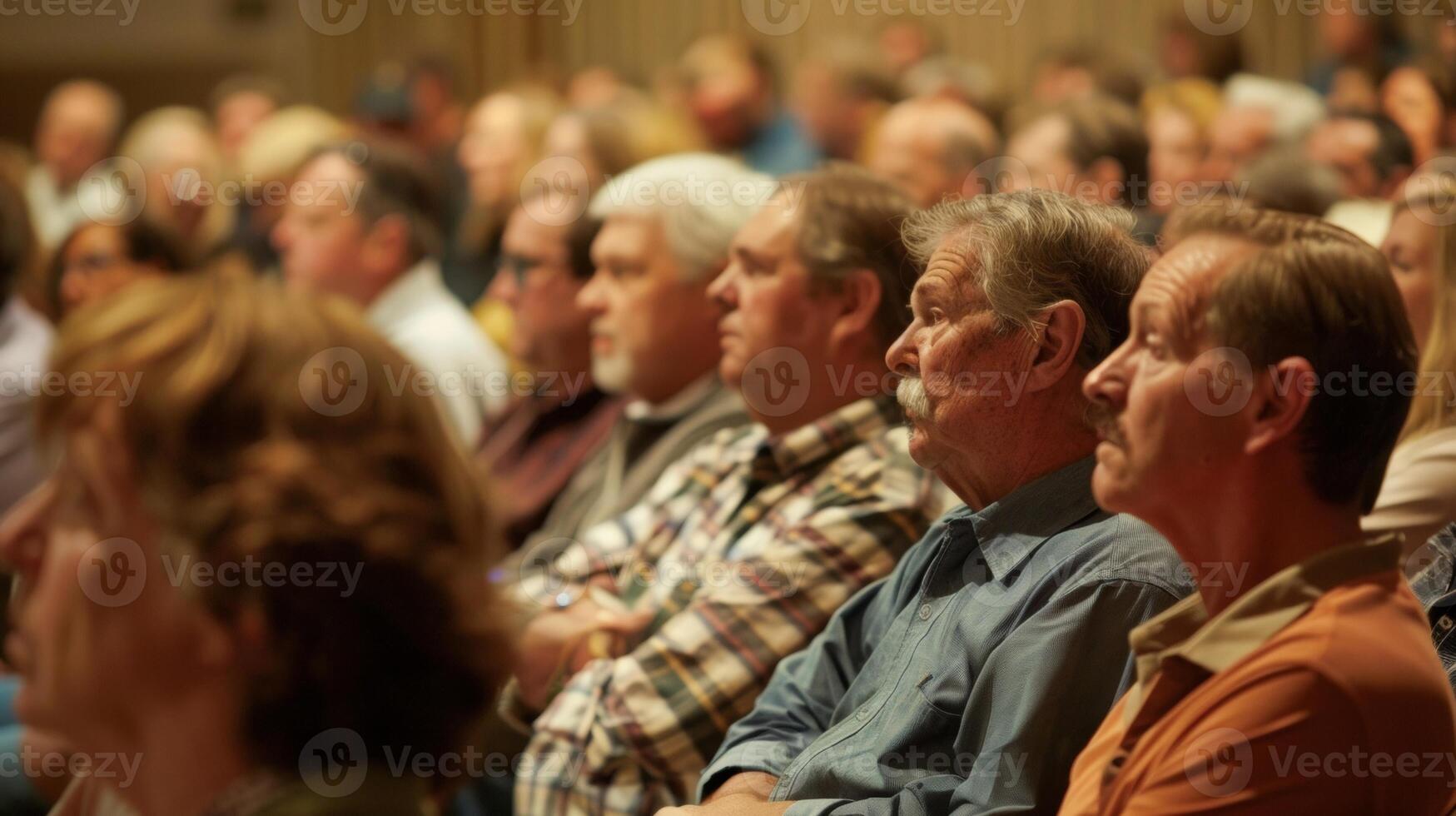 A crowded town meeting where community members passionately debate the pros and cons of using biofuels in the midst of a drought with concerns about potential environmental impacts photo