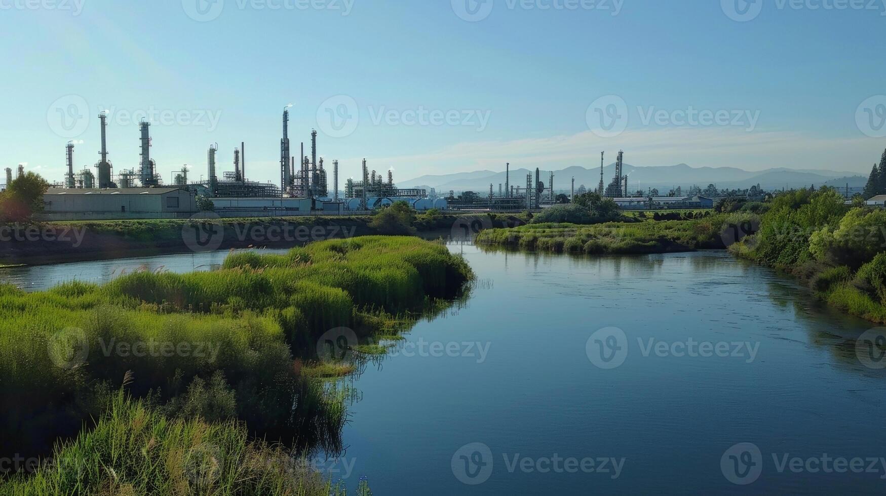 A river next to the refinery runs crystal clear thanks to the advanced filtration systems in place that prevent any pollutants from being released into the waters. photo