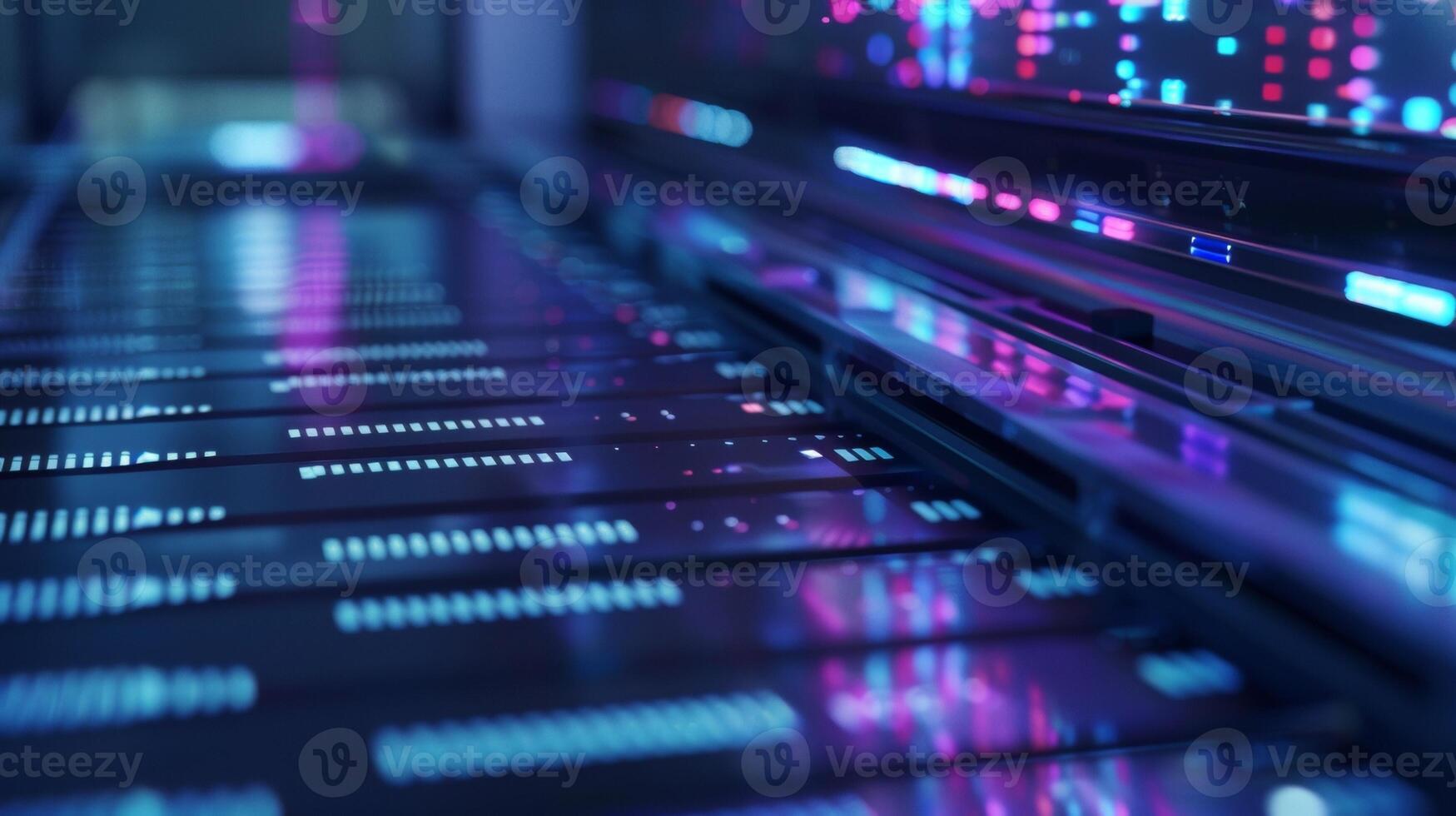 A futuristic DNA sequencer machine whirs quietly in the background processing and deciphering the complex sequences of genes that hold the key to understanding a particular trait or photo