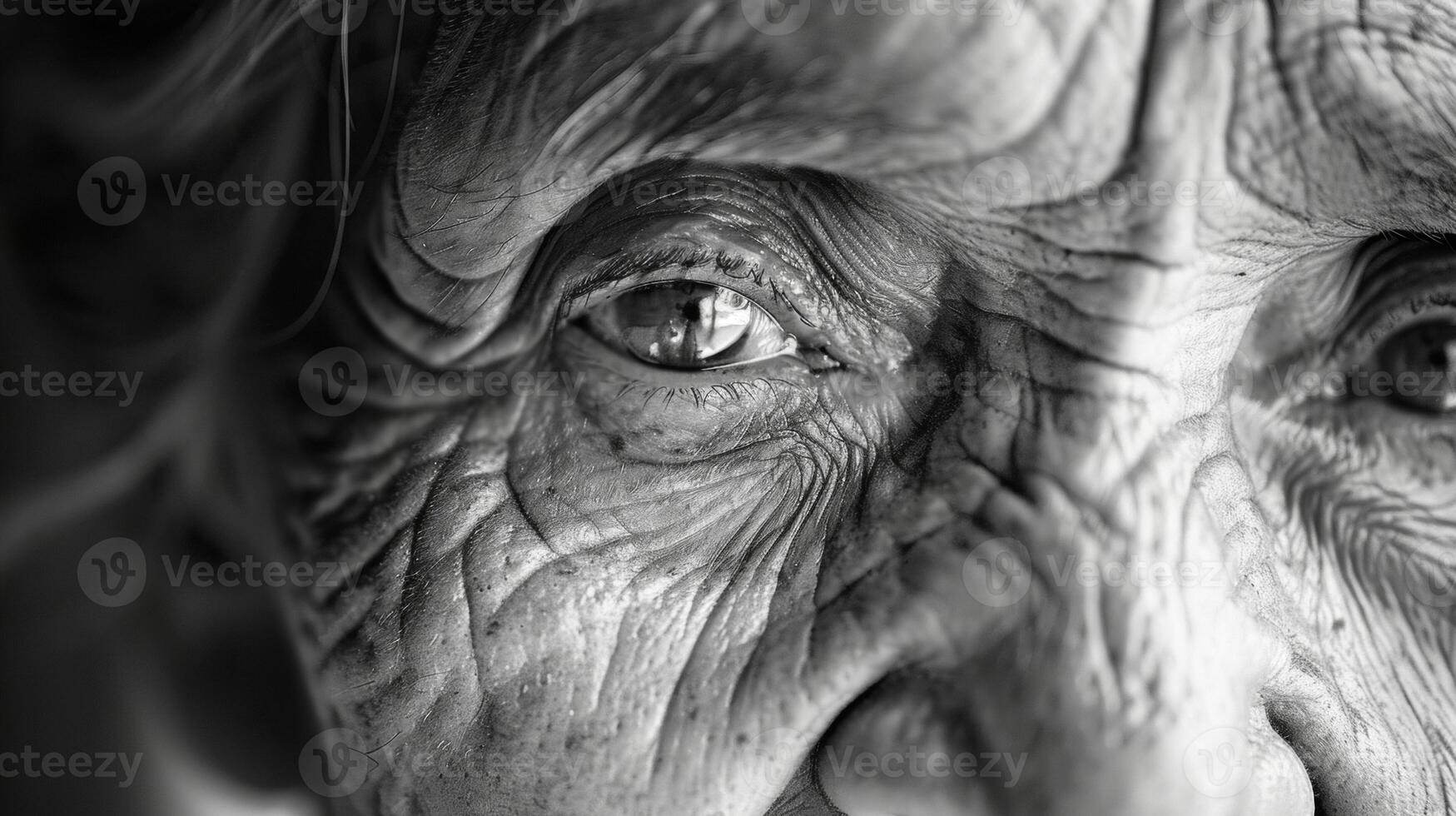 The wrinkles around her eyes were like delicate filigree adding depth and character to her face. photo