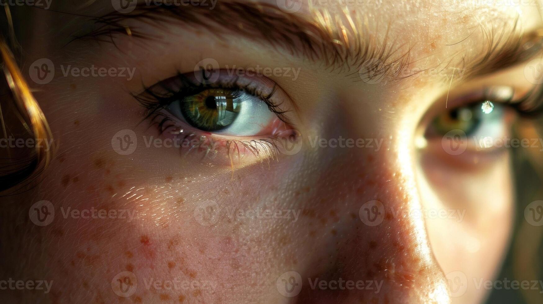 A womans eyes glimmer with mischief her lips curled into a mischievous smirk. photo