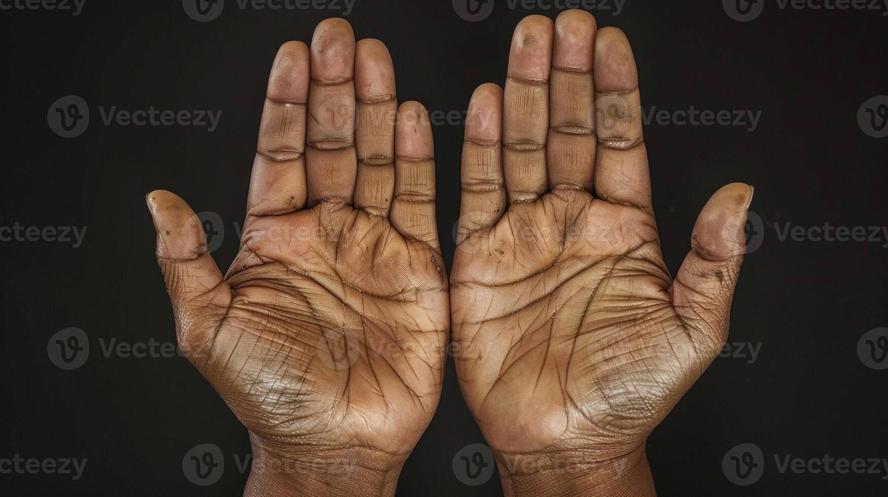The palms of the hands are smooth and supple with faint creases marking years of use. photo