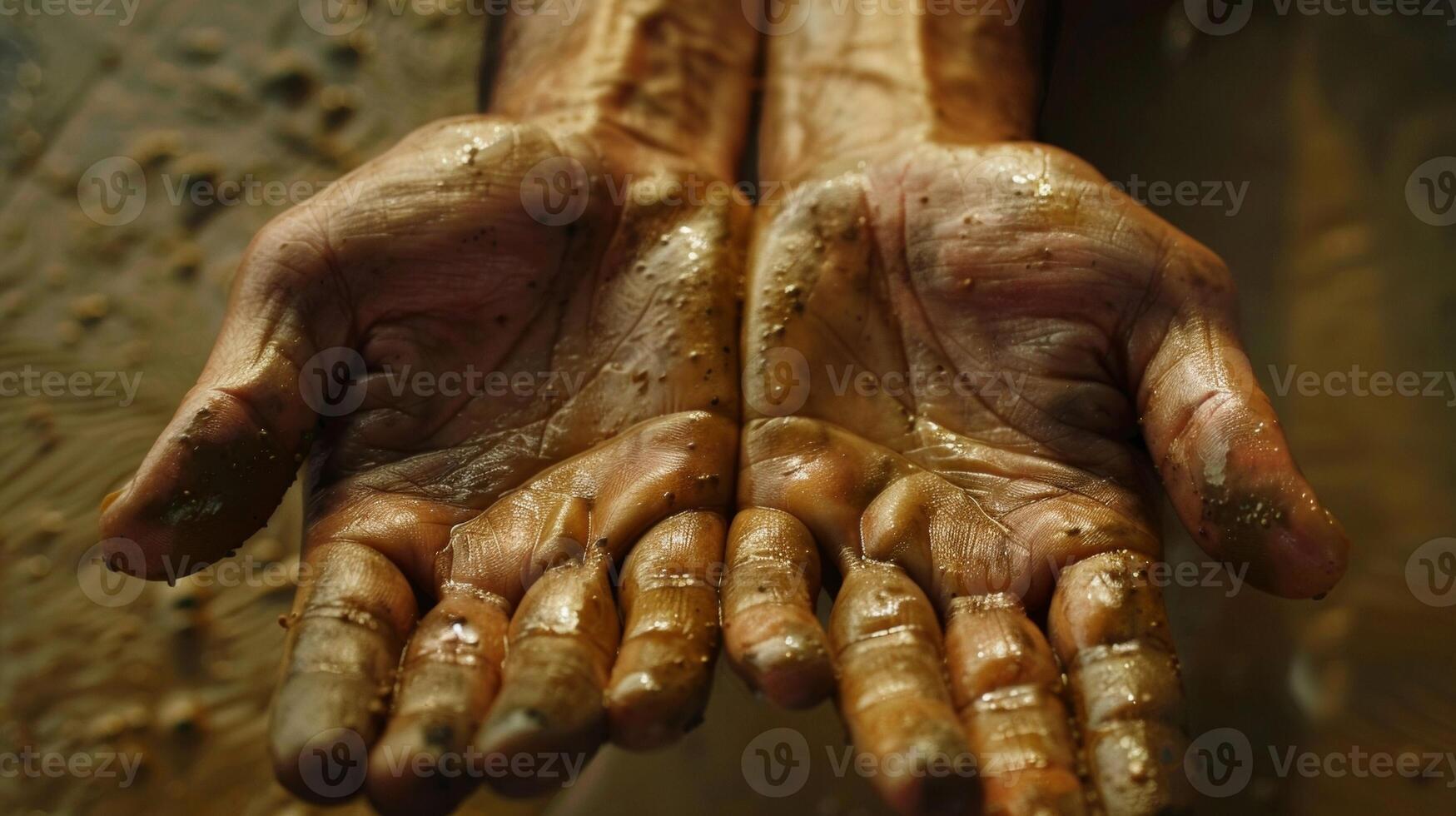The creases on the palms form delicate lines like a roadmap revealing the journey of life. photo