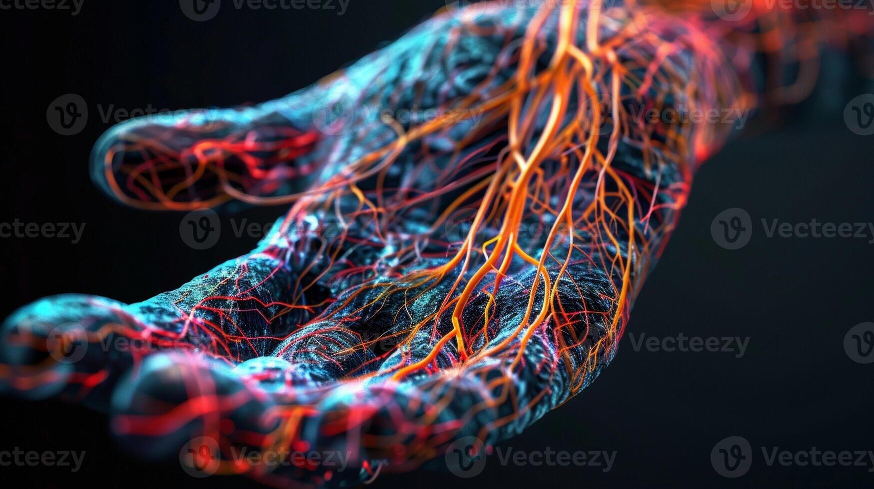 The intricate network of s and arteries on a wrist come alive as they pulse with the pulse of life within. photo