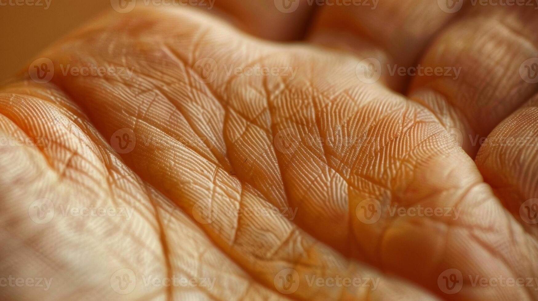 The intersecting lines and angles formed by the creases and wrinkles on the palm of a hand. photo