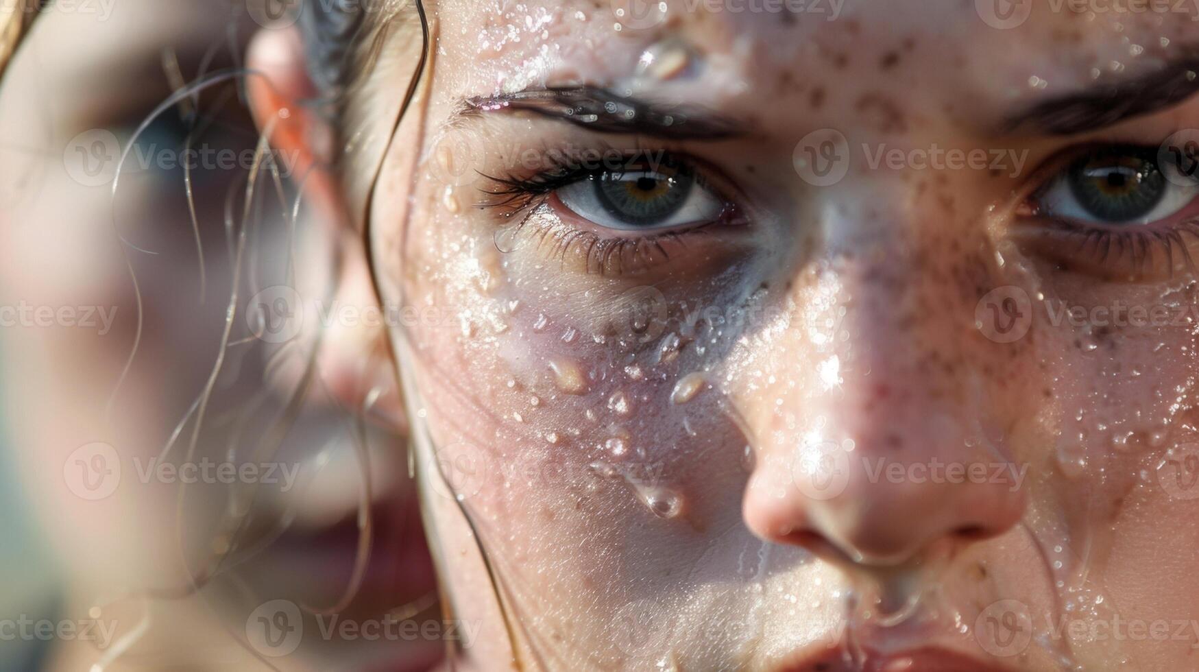 The drops of sweat ran down their a result of their intense competition. photo