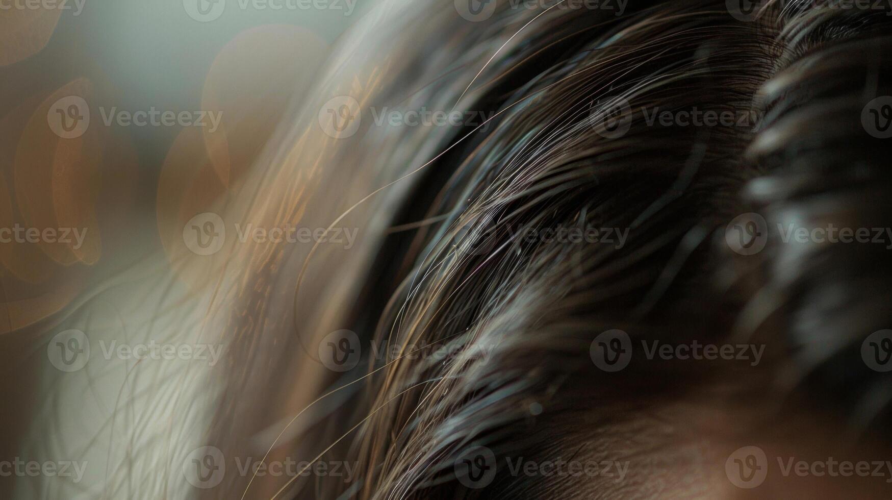 A focused shot of a womans during pregnancy displaying an increase in hair growth as a natural and beautiful process. photo