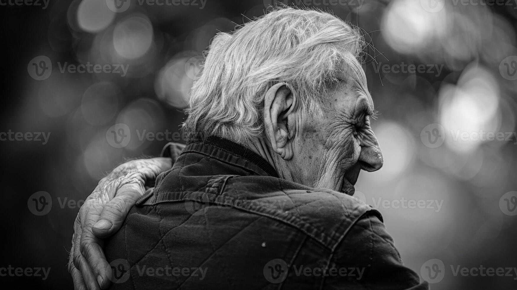 The gentle curve of an elderly mans spine a reminder of the strength and endurance he possesses. photo