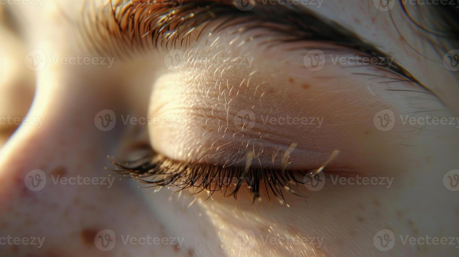 Fluttering eyelashes a sign of the subtle movement of breath even during sleep. photo