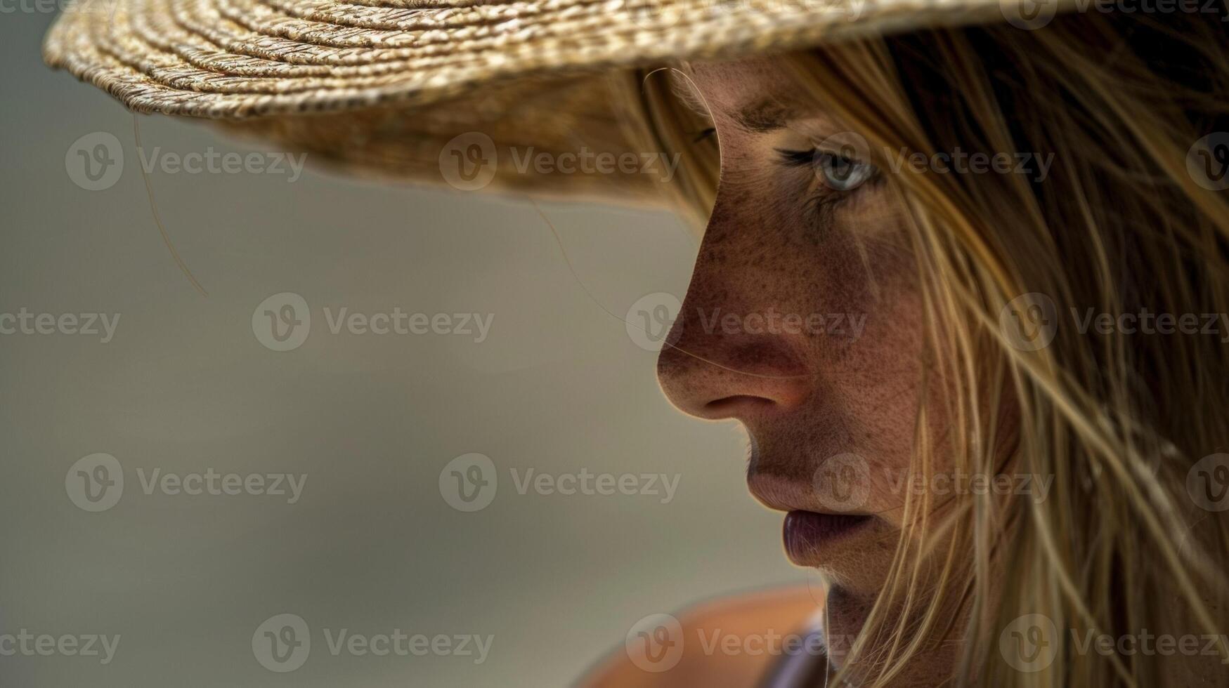A single stripe of tan running along her hairline tells the story of a sunburned scalp and a day spent without a hat. photo