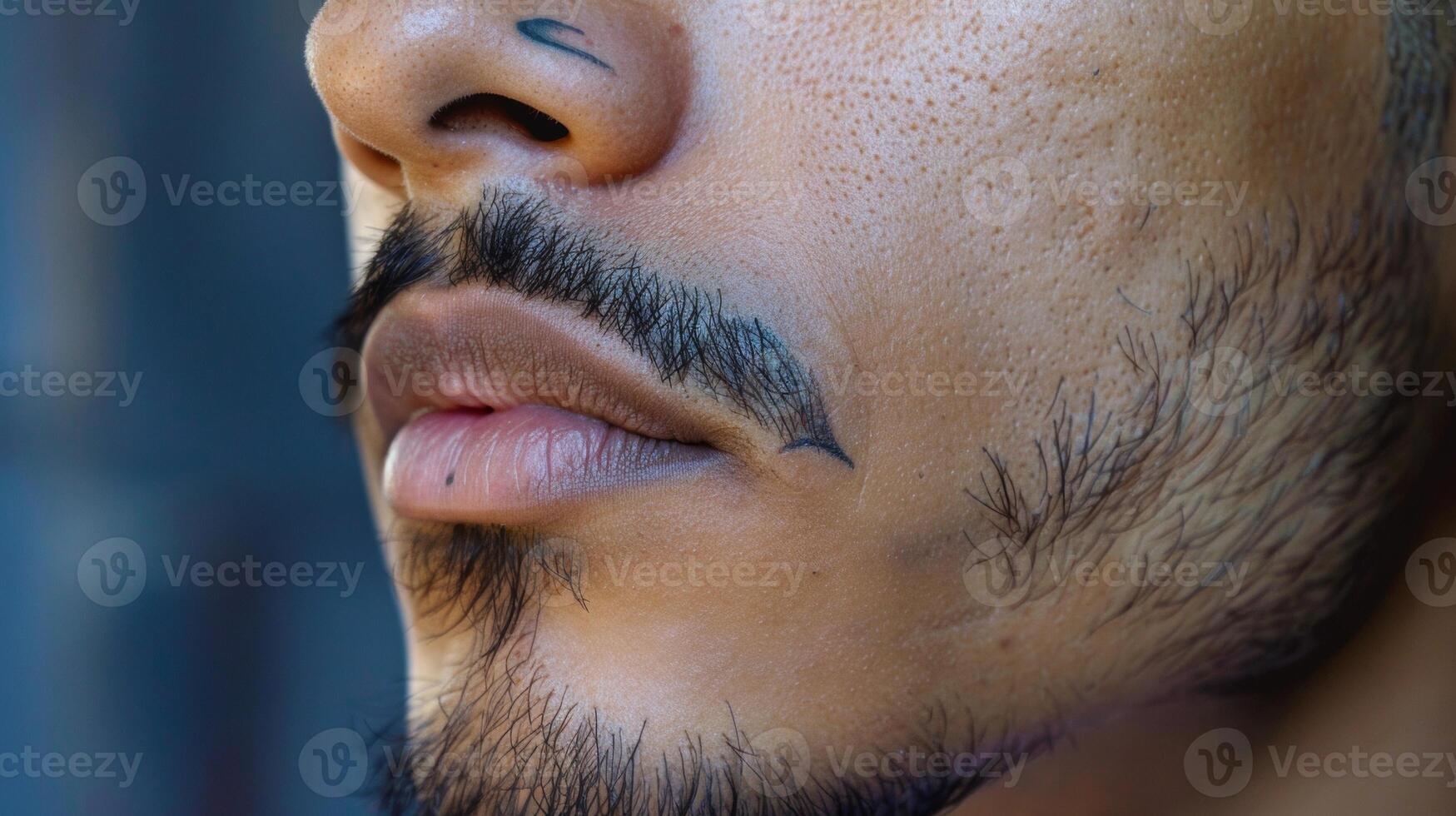 The soul patch underneath this mans lower lip added a touch of cool and laidback nonchalance to his overall look. photo