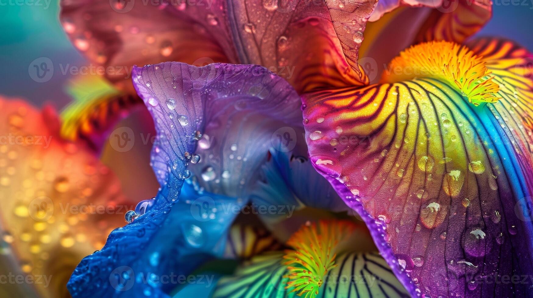 The vibrant colors of a persons irises mirrored the vivid hues of a rainbow signifying the beautiful connection between human and the natural worlds diverse palette. photo