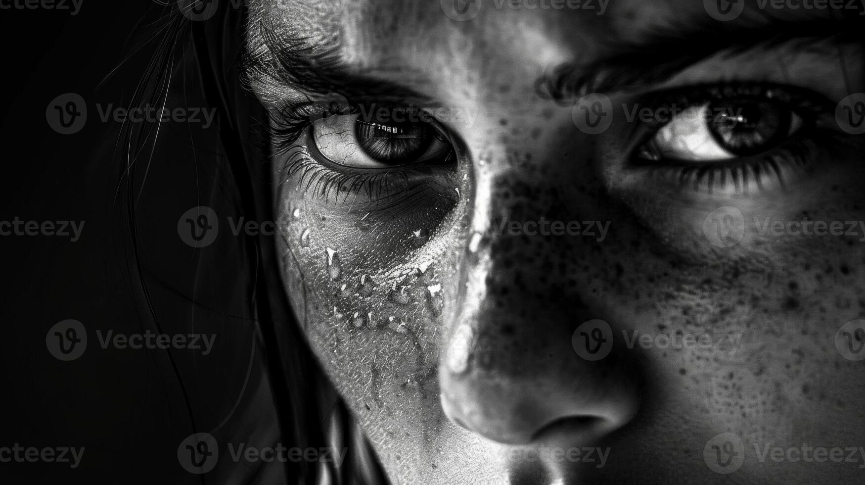 Tracing the contours of the face the tear reveals a depth of feeling beyond words. photo