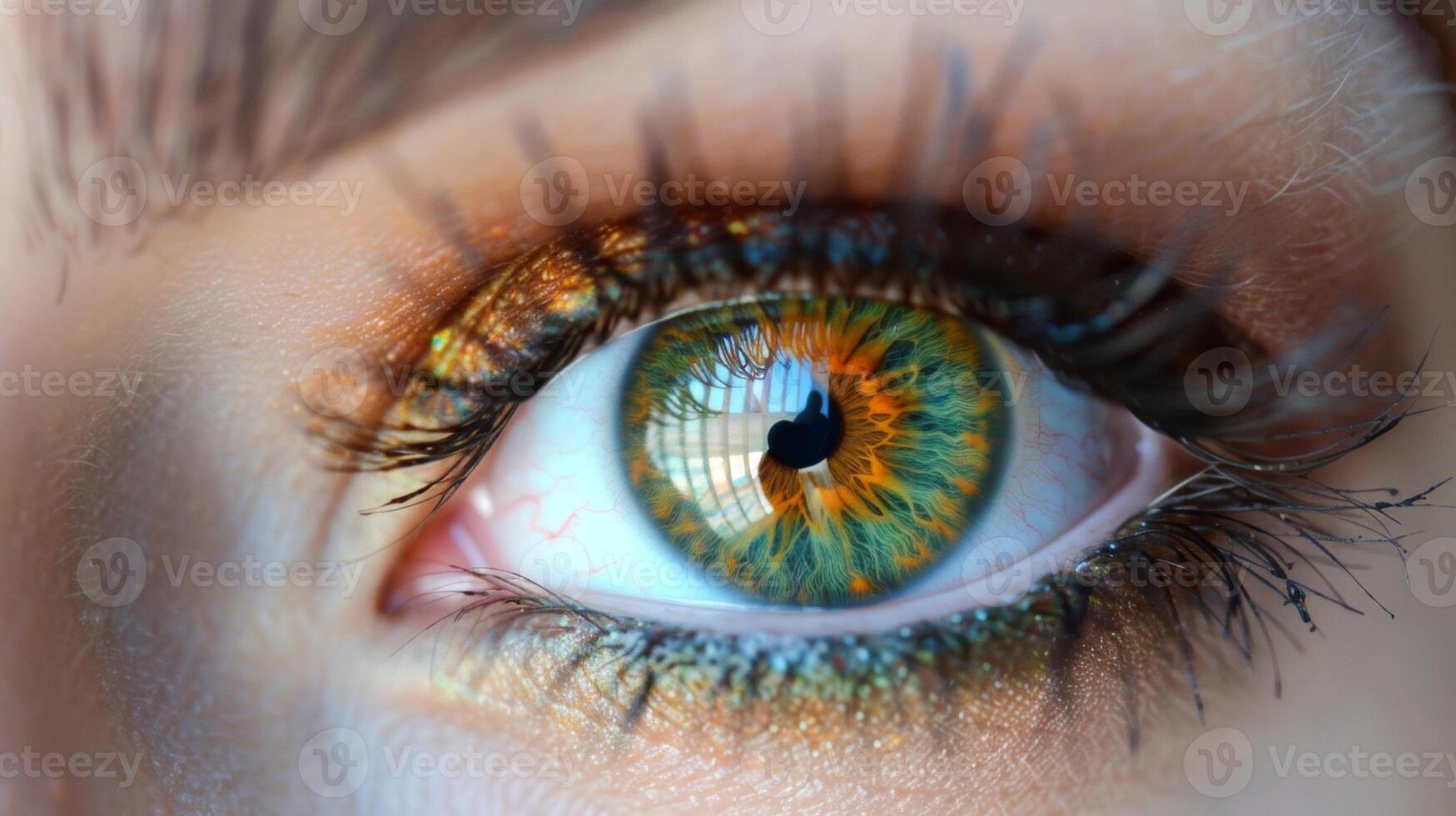 Next we see a pair of bright and lively hazel eyes with a beautiful mix of green brown and gold creating a kaleidoscope of colors within. photo
