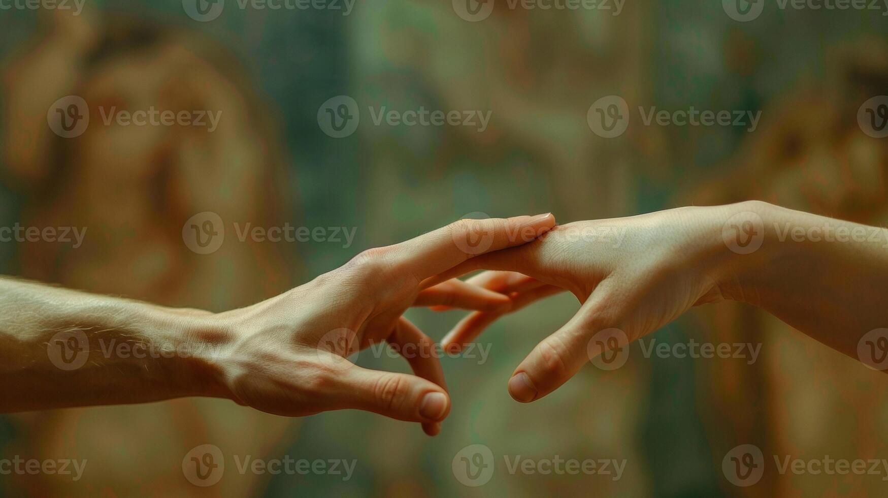 Two hands reaching for each other a symbol of unity and togetherness. photo