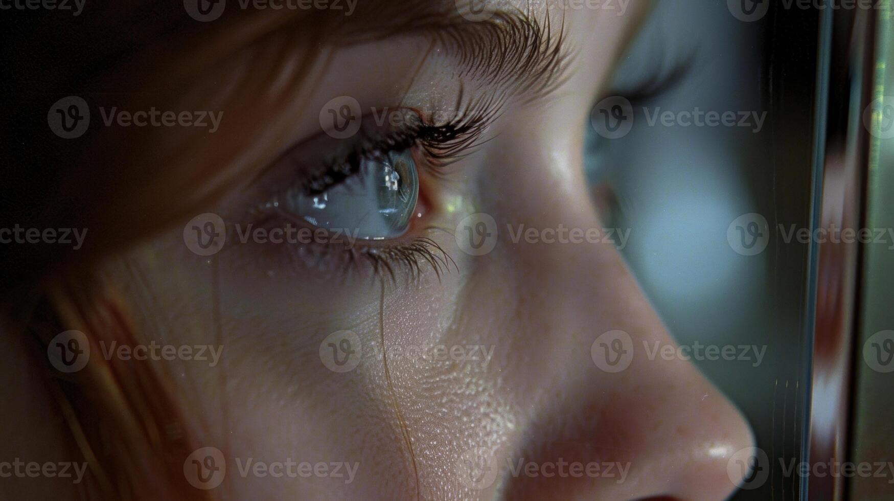 Her eyes are filled with a sense of wonder and excitement as she gazes at her changing form in the mirror. photo