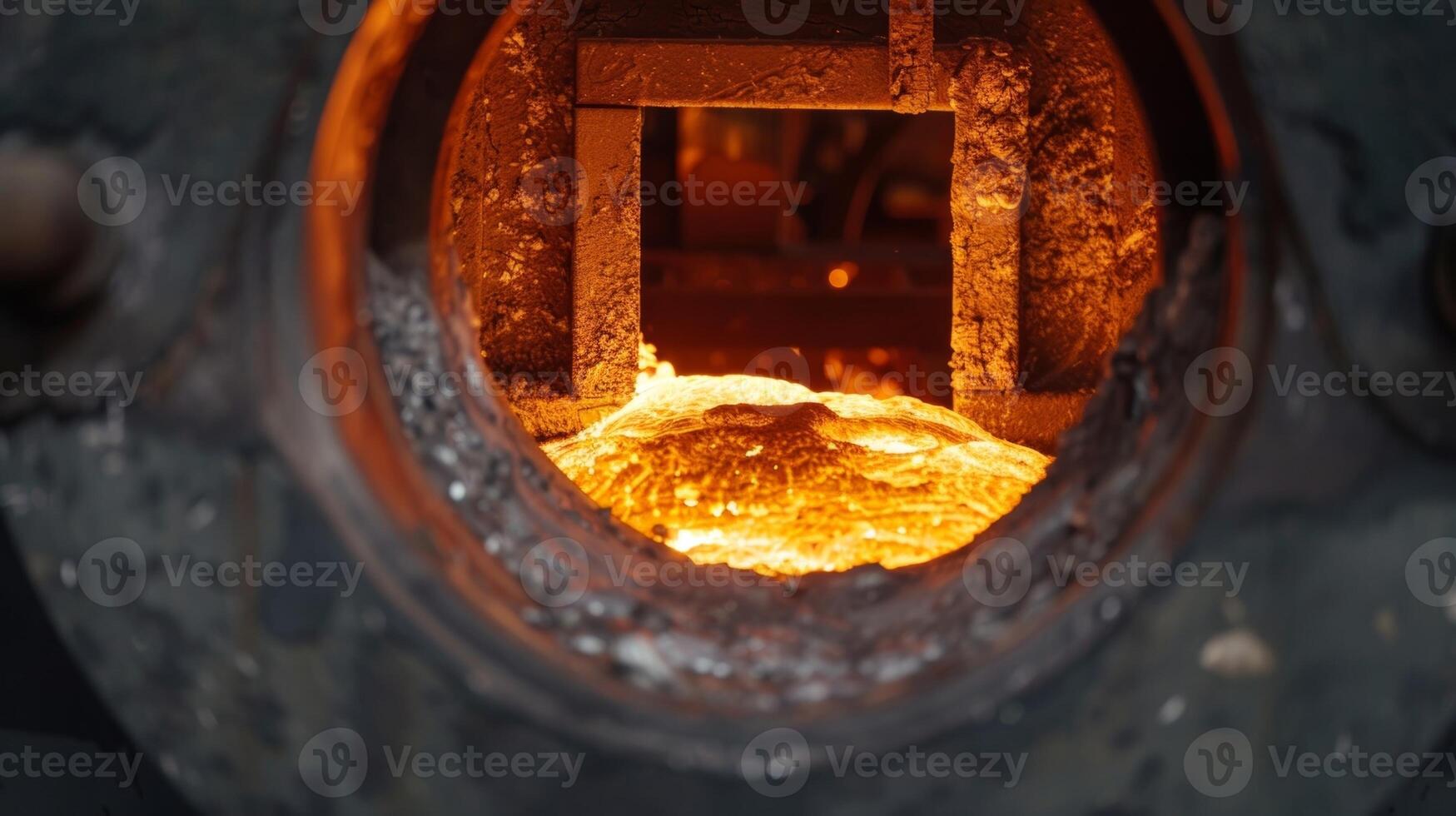 A furnace being heated up to its maximum temperature in preparation for a large metal melting job photo