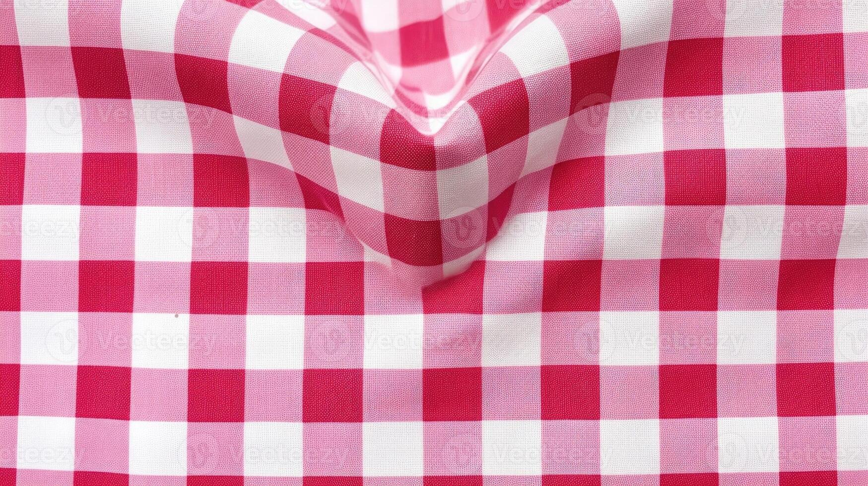 A playful gingham fabric in shades of pink and red, with heartshaped outs at the intersections for a charming touch. photo