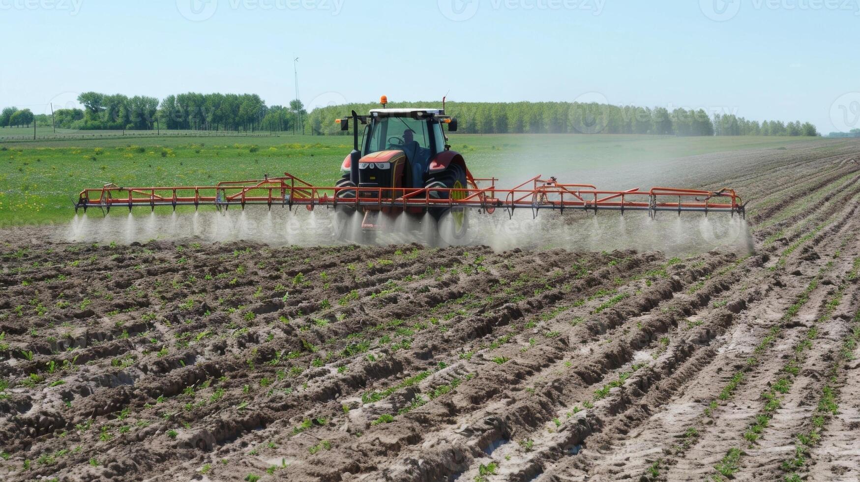 The use of specialized machines to evenly distribute fertilizer and nutrients throughout the field photo