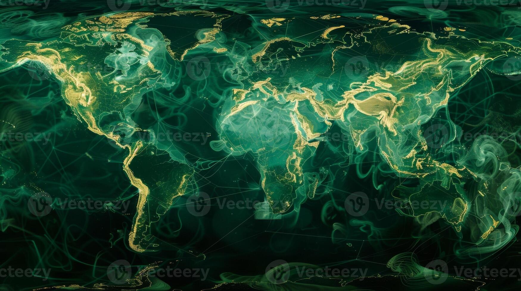 A world map layered with intricate pathways representing the widespread distribution of biofuels illustrating the interconnectedness of green energy trade. photo