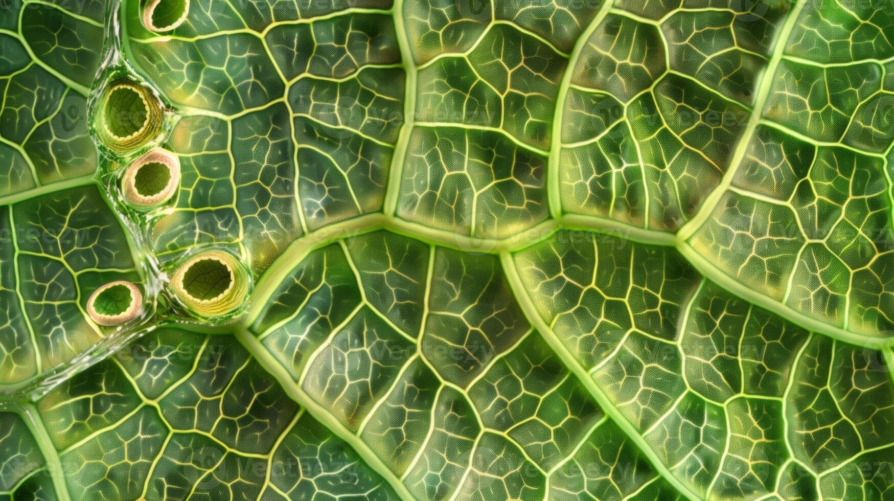 A closeup of a leaf reveals intricate patterns and structures showcasing the complexity of genetic makeup and the detailed work involved in manipulating it for desired traits. photo