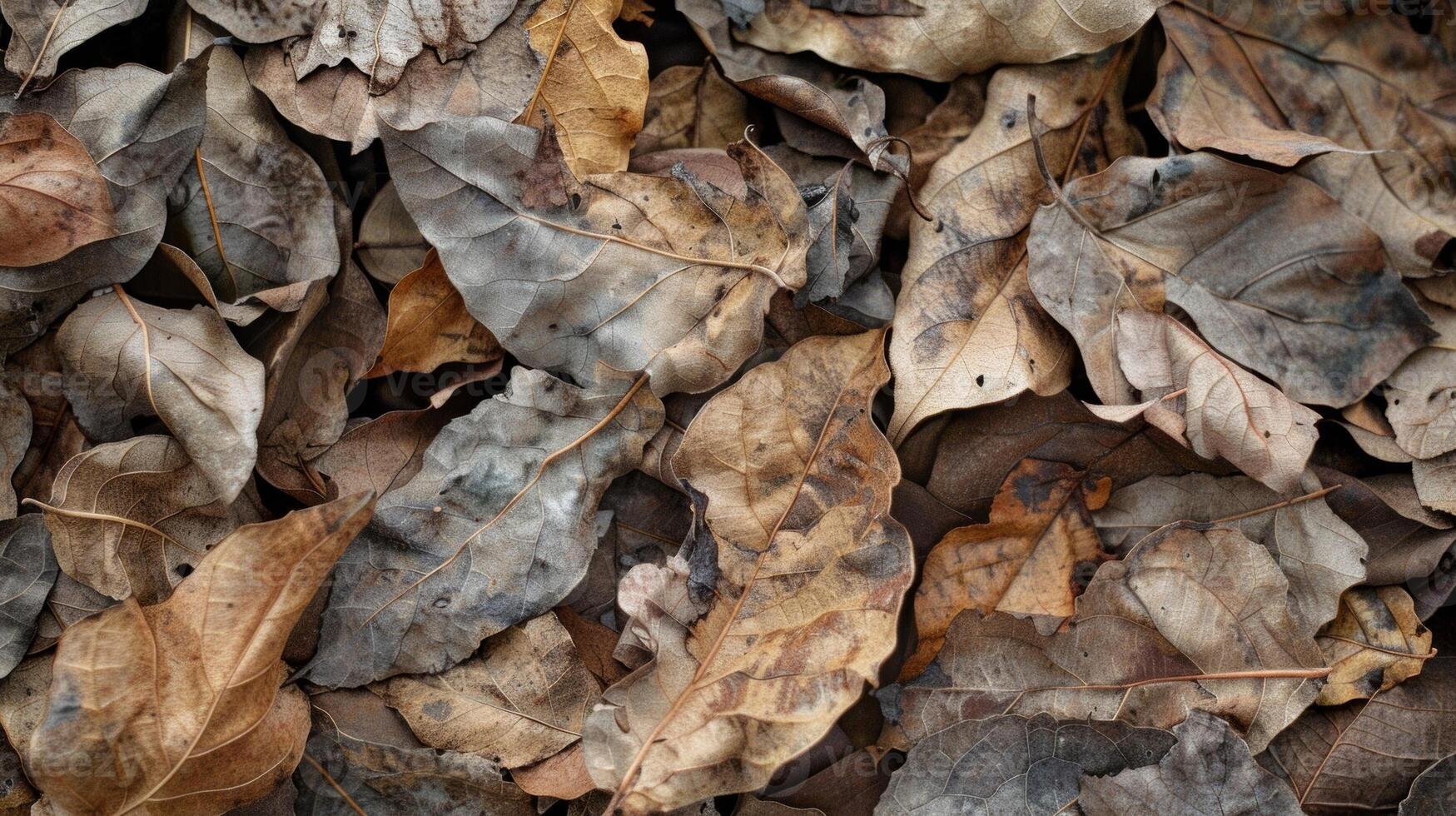 A closeup image of a pile of dried and crinkled leaves over a biofuel crop emphasizing the process of decomposition and how it enriches the soil with essential nutrients. These fallen photo