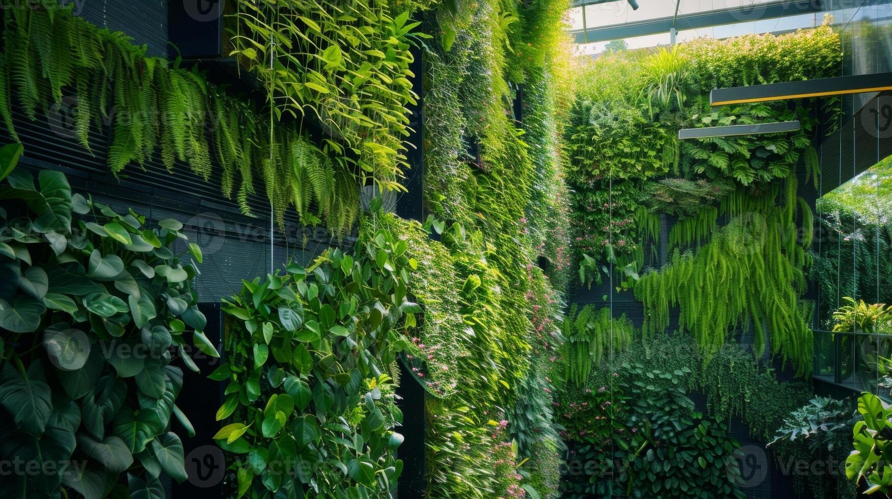 The vertical wall was a living tapestry a masterpiece of natures design. The layers of foliage and vines intertwined creating a complex and everchanging pattern that seemed to evolve photo