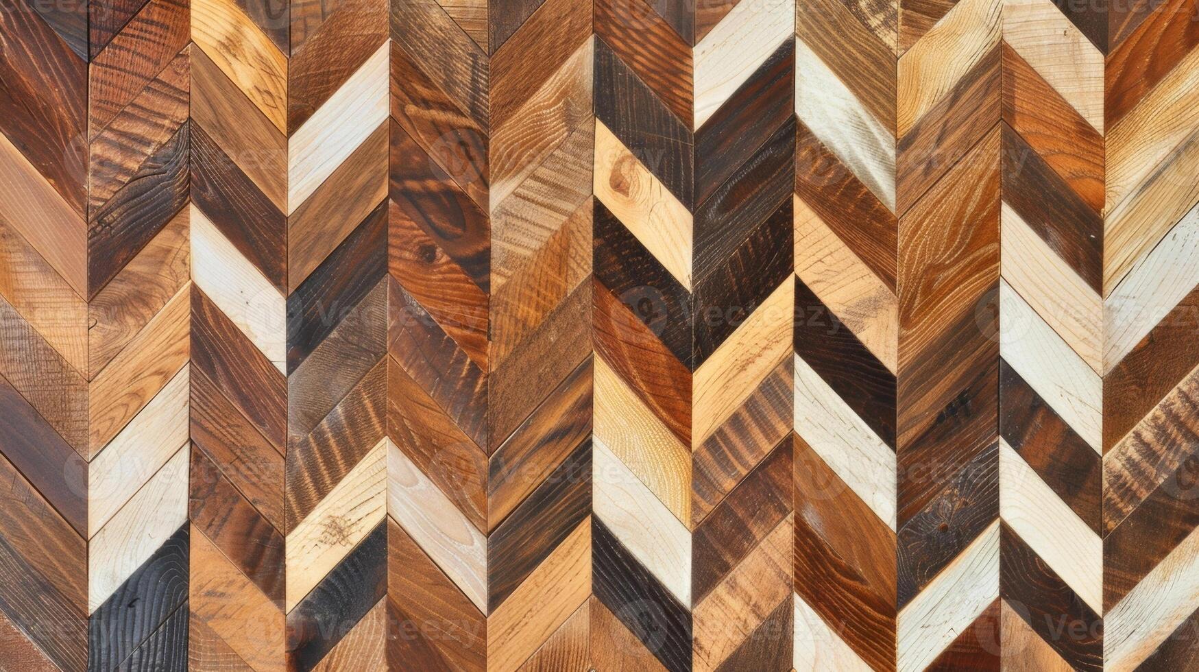 With its bold geometric design in shades of light and dark Teak the Chevron Parquet pattern adds a touch of contemporary flair that is both exotic and refined. photo