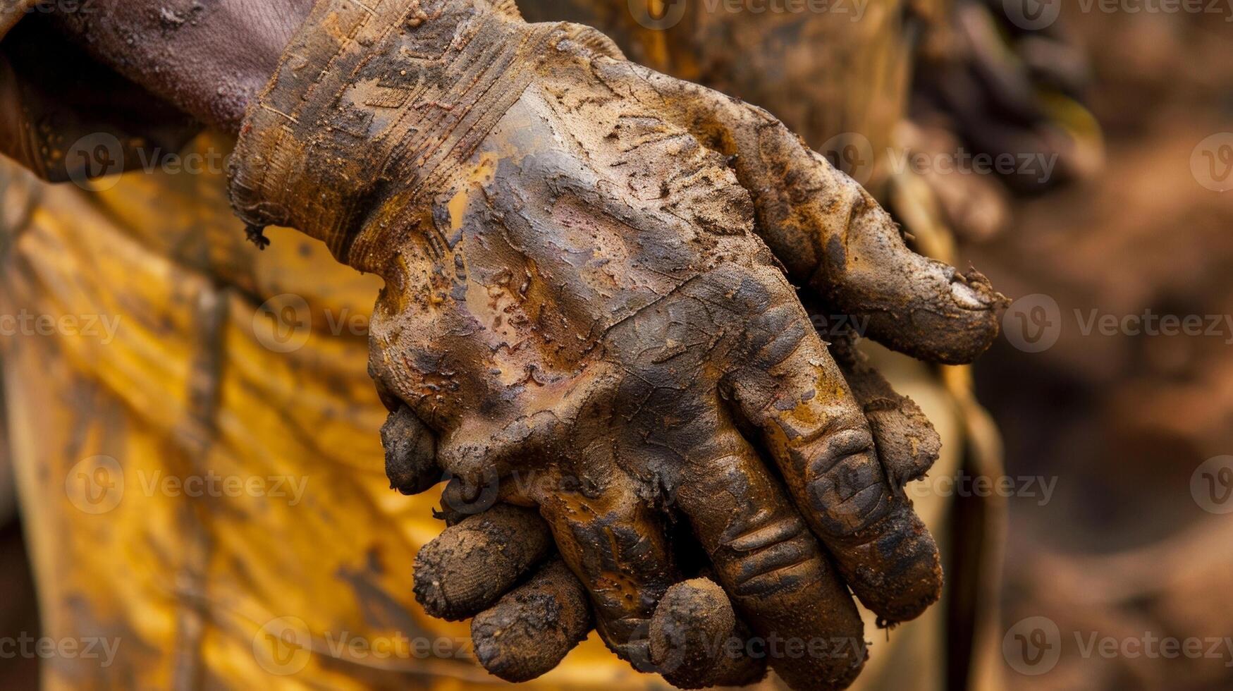The rough calloused skin of a laborer evidence of hard work and determination. photo
