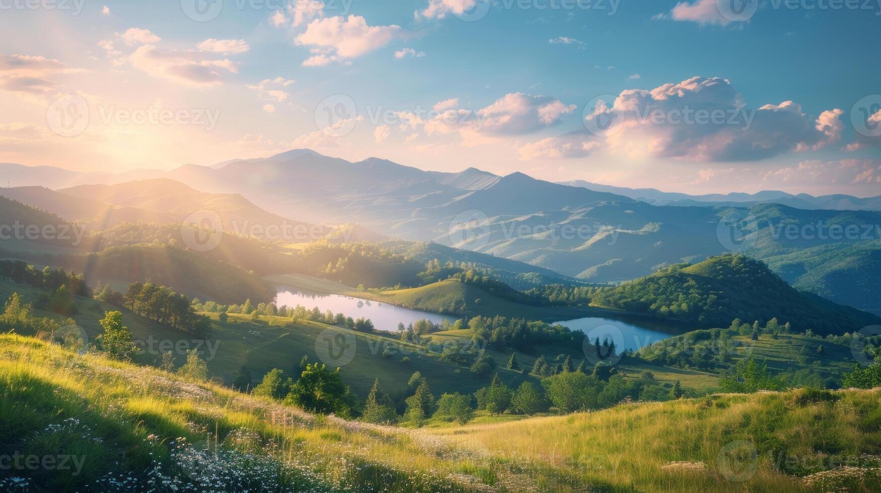 A scenic wallpaper on a desktop computer encouraging users to