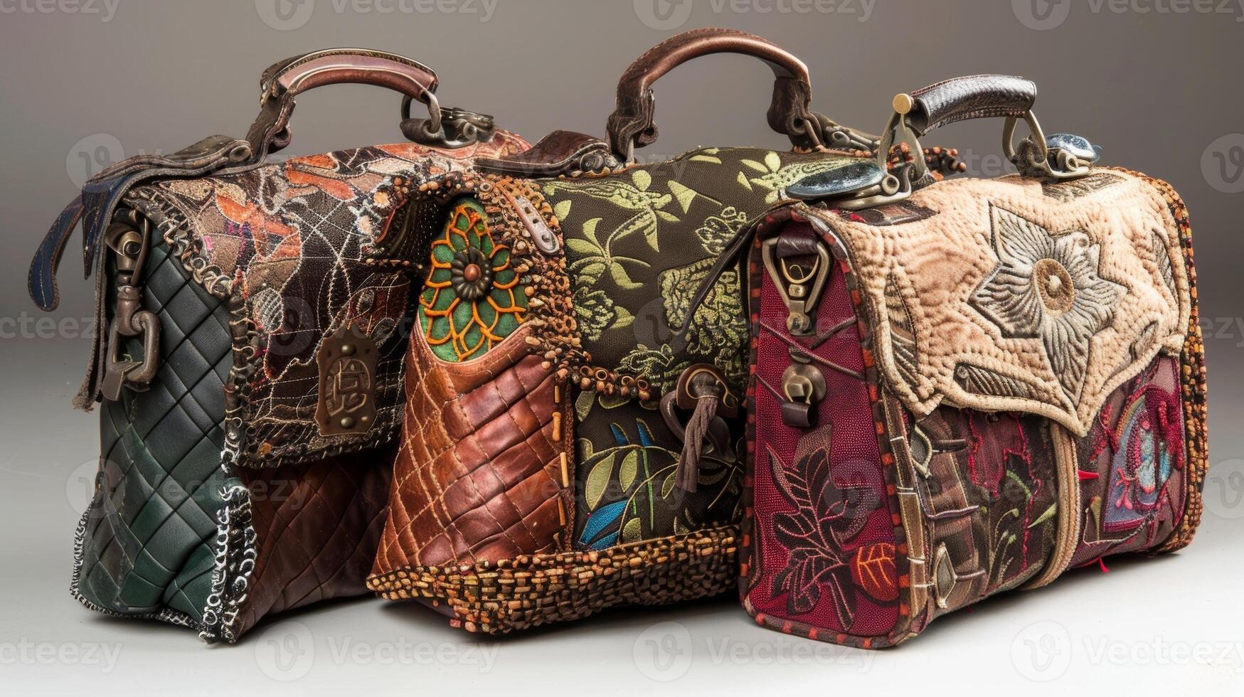 A selection of unique handbags and purses each one boasting its own distinct personality photo