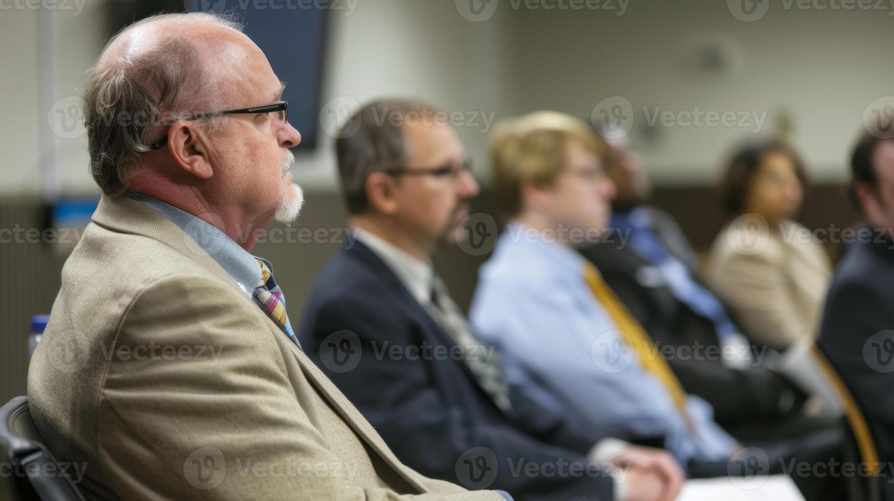 An oil and gas company representative presents their concerns to a panel of policymakers emphasizing the need for fair and reasonable regulations photo