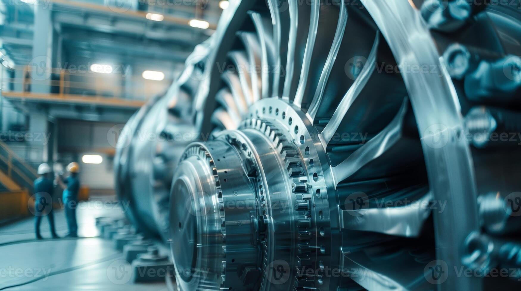 A team of engineers performing routine maintenance on a hydroelectric turbine ensuring its smooth operation photo