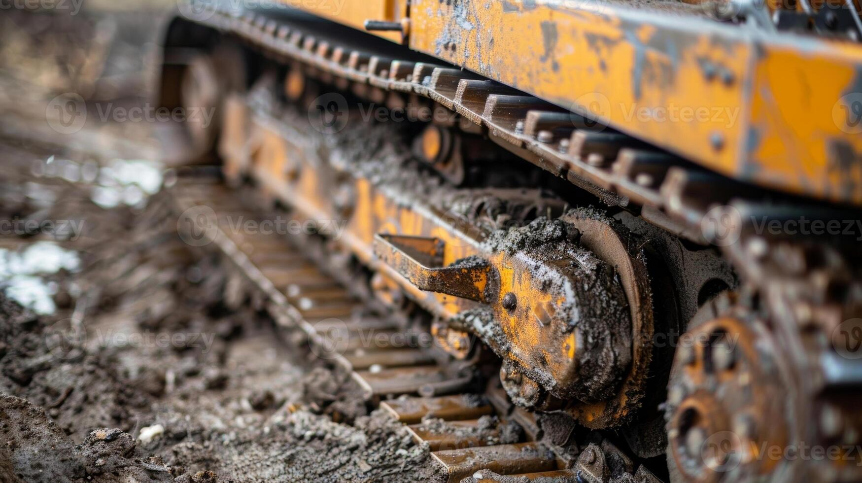 A team of technicians working together to replace the wornout tracks on a crawler machine using heavyduty equipment to get the job done photo