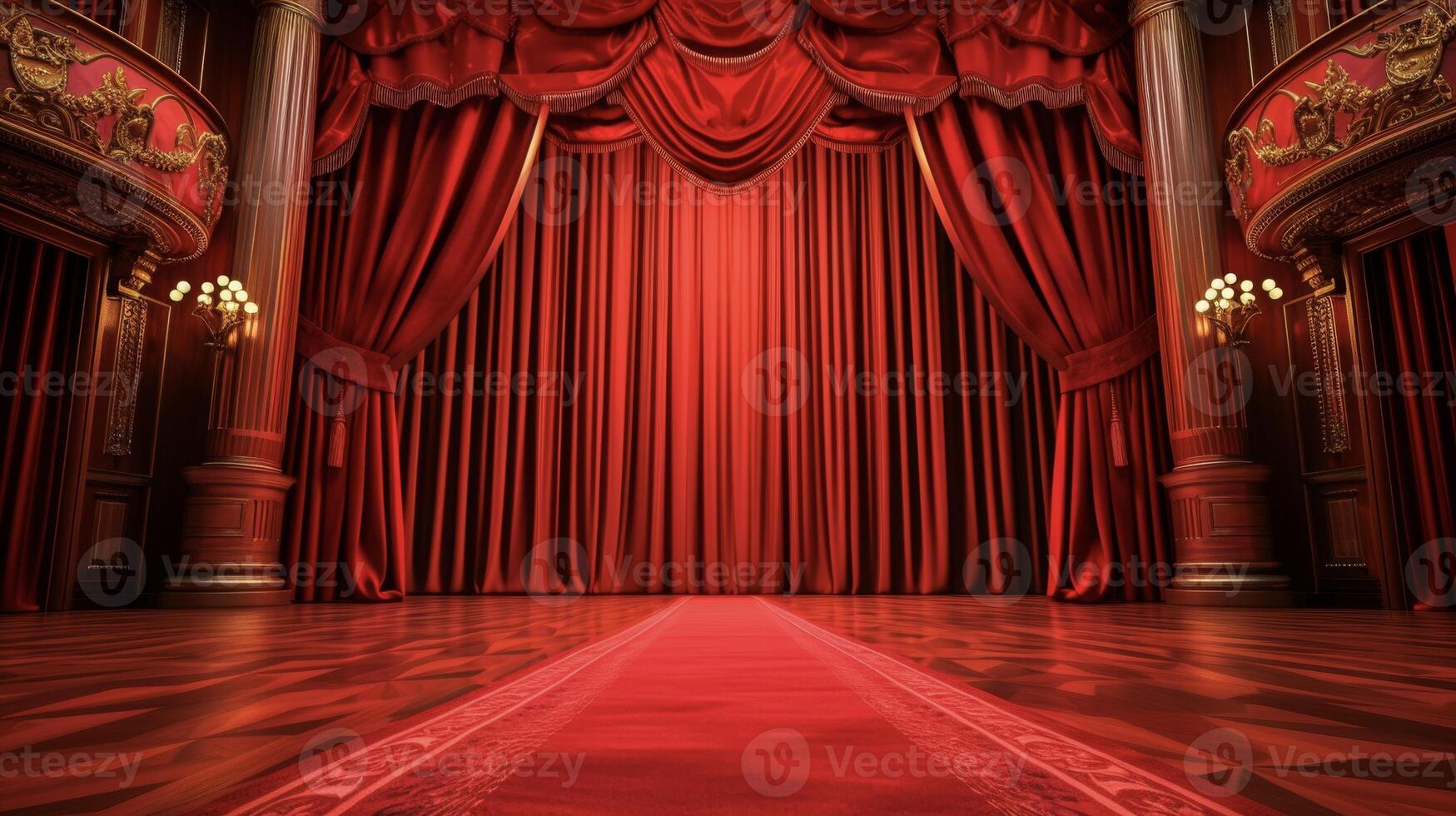 Background The grand theater is buzzing with excitement and anticipation as you make your grand entrance the red of your dress perfectly matching the theaters iconic curtain photo
