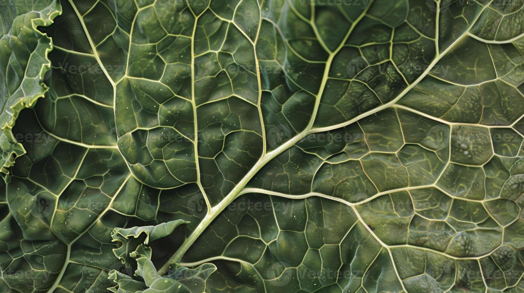 A closeup of a broad textured leaf from a heritage variety of kale its s and ridges creating a mesmerizing pattern photo