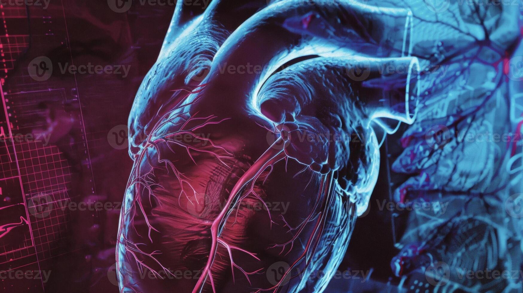 A closeup of a heart scan with AIenhanced imaging allowing for precise measurements of flow and early detection of cardiovascular issues photo