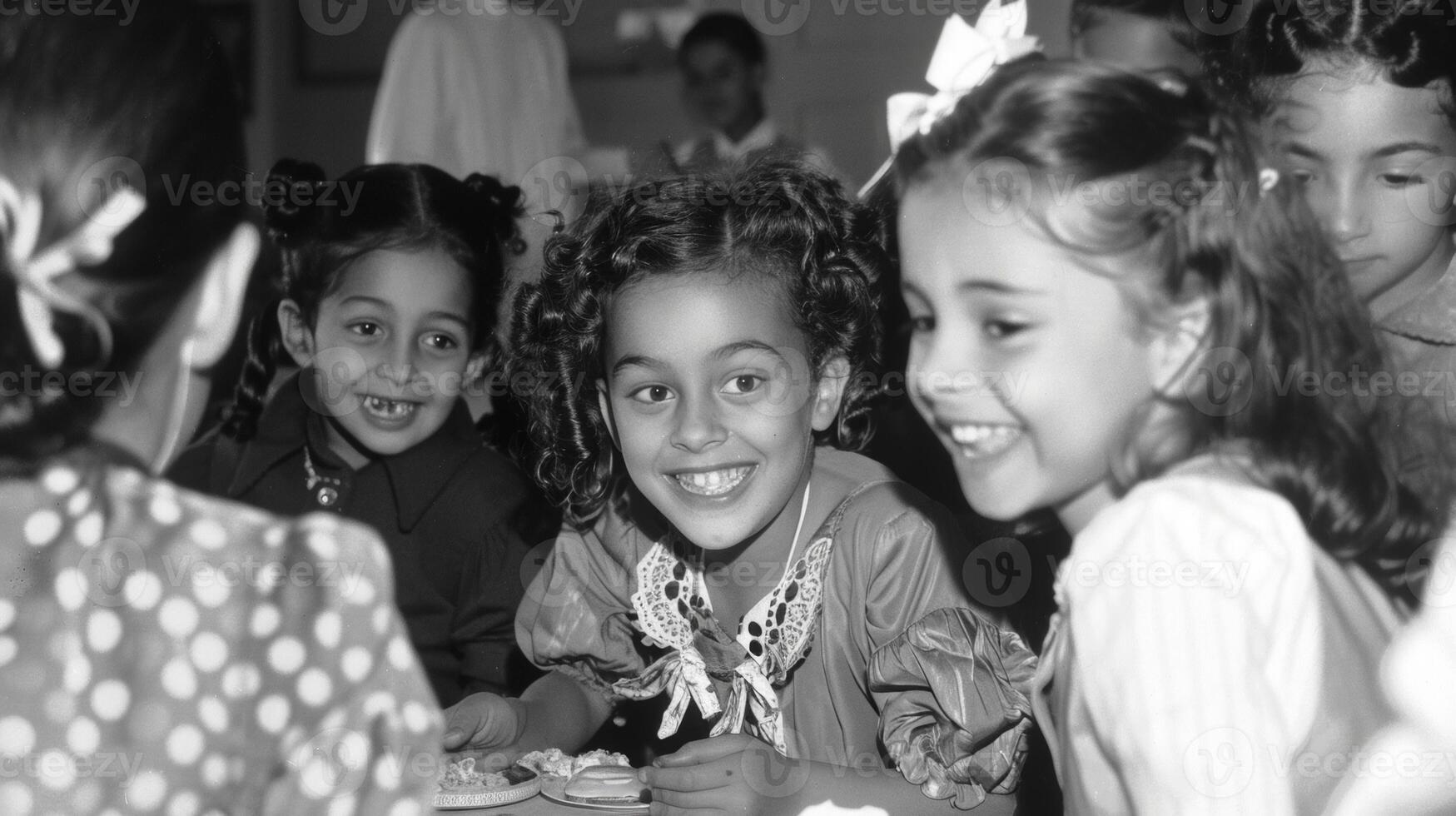 Smiling children of various ethnicities eagerly participate in a handson activity at a multicultural exhibition learning about each others customs and traditions photo