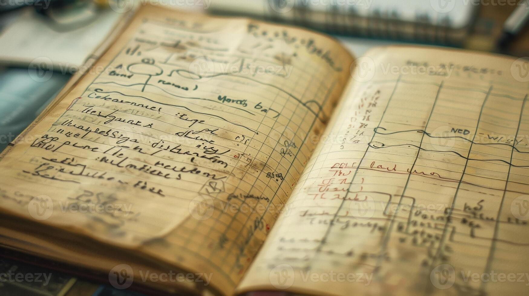 A closeup of a students notebook filled with handwritten notes and diagrams evidence of their dedication and hard work in mastering medical knowledge photo