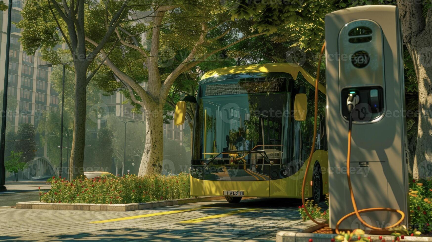 An electric bus charging station part of a sustainable and ecofriendly transportation network using advanced technology to reduce carbon emissions photo