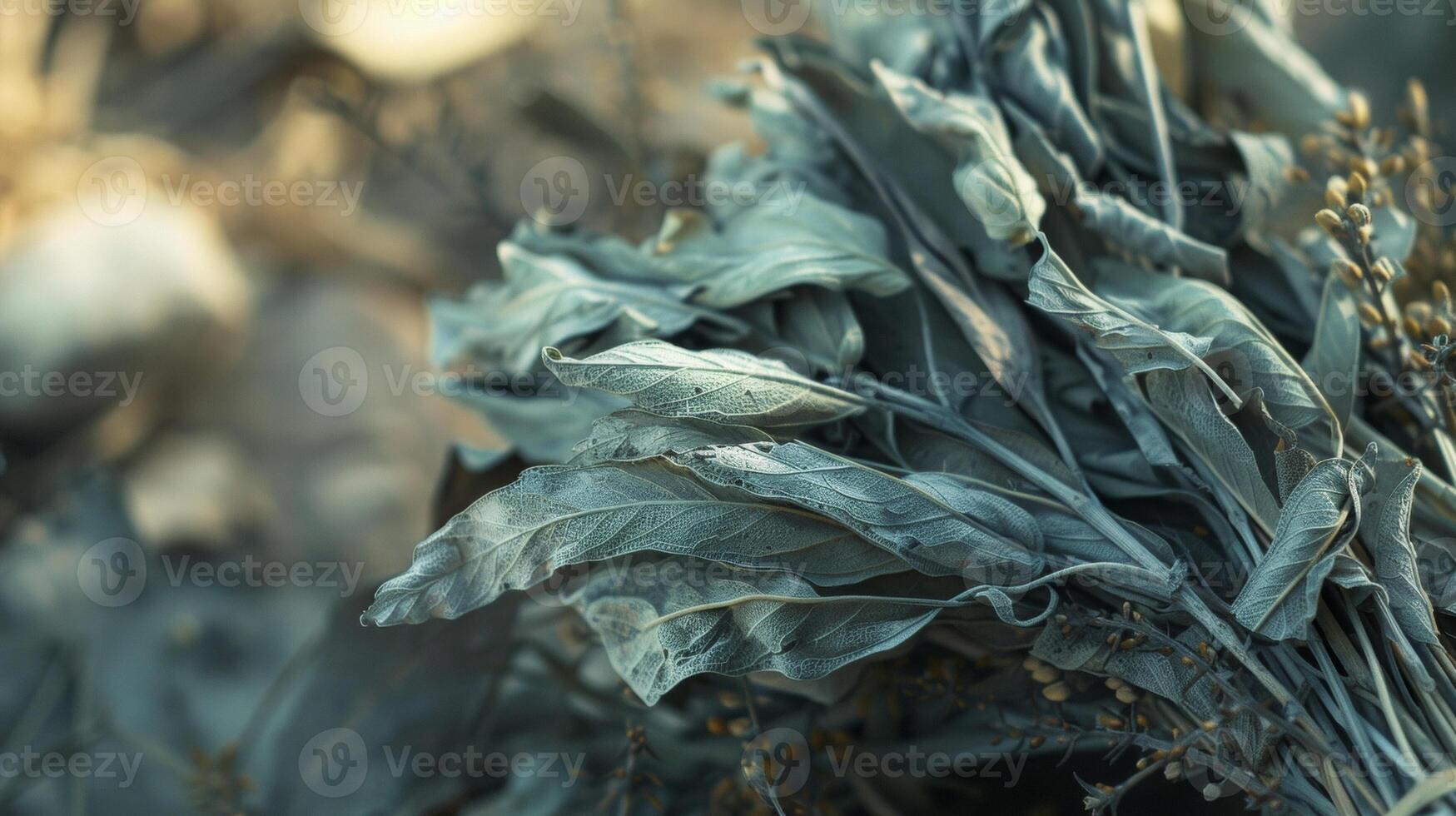 Closeup of a bundle of dried sage used in many traditional cultures for purification and cleansing rituals photo