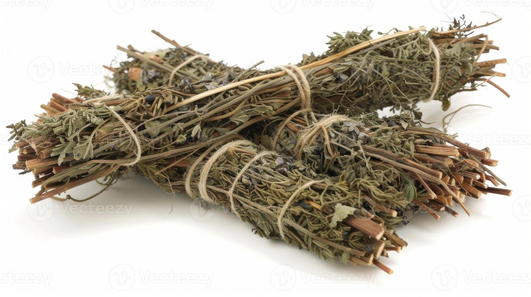 A bundle of dried mugwort leaves also known as moxa used in a technique called moxibustion which involves burning the herb near specific acupuncture points photo