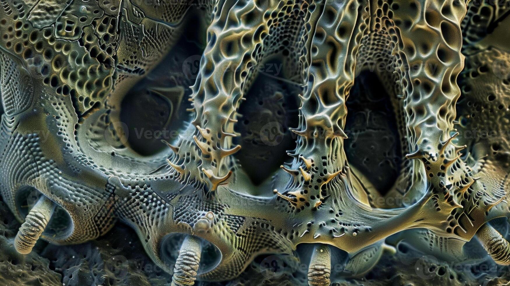 A scanning electron microscope captures the textured surface of a bioinspired adhesive material mimicking the intricate structure of a geckos feet demonstrating the use o photo