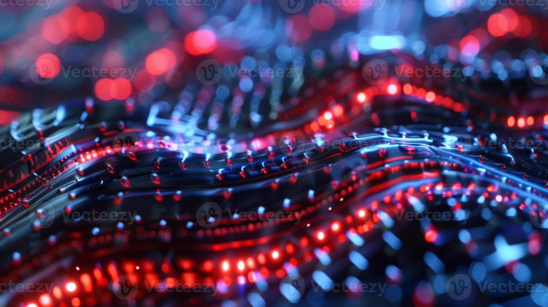 A microscopic zoomin on a biosensor designed for biomedical applications featuring microfluidic channels and biosensing elements that target specific biological molecule photo