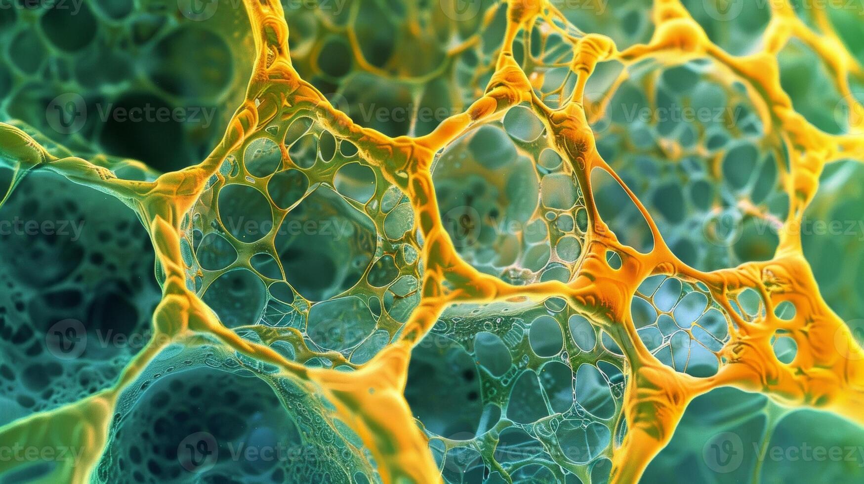 A microscopic view showcases the intricate structures and patterns within the luminescent material responsible for efficiently converting sunlight into energy photo