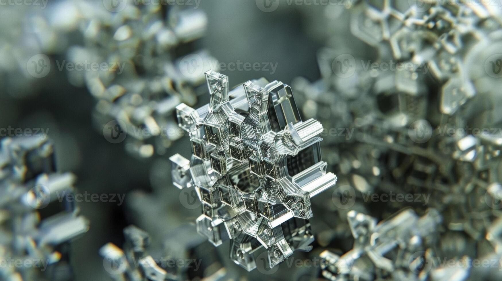 A detailed closeup of a small piece of piezoelectric material showing its intricate crystalline structure and how it is composed of tiny individual crystals photo